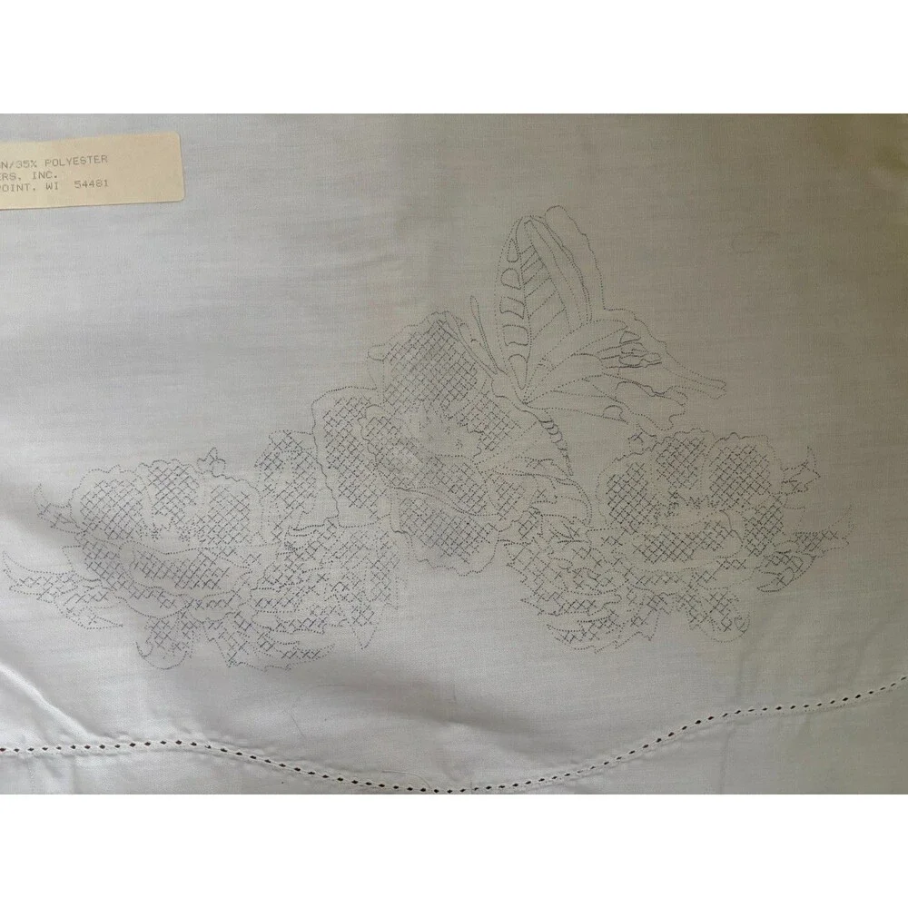 Vintage Embroidered Table Runner Set of 2 Horse Butterfly Floral Herrschners